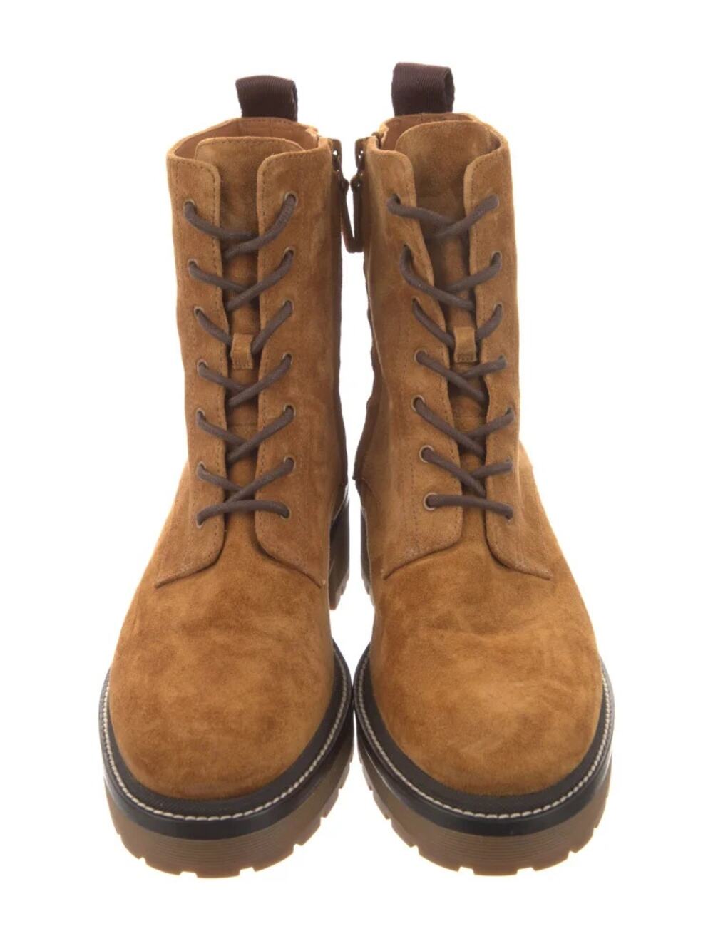 NWOB Tory Burch Suede Combat Boots Brown Womens Size 10.5